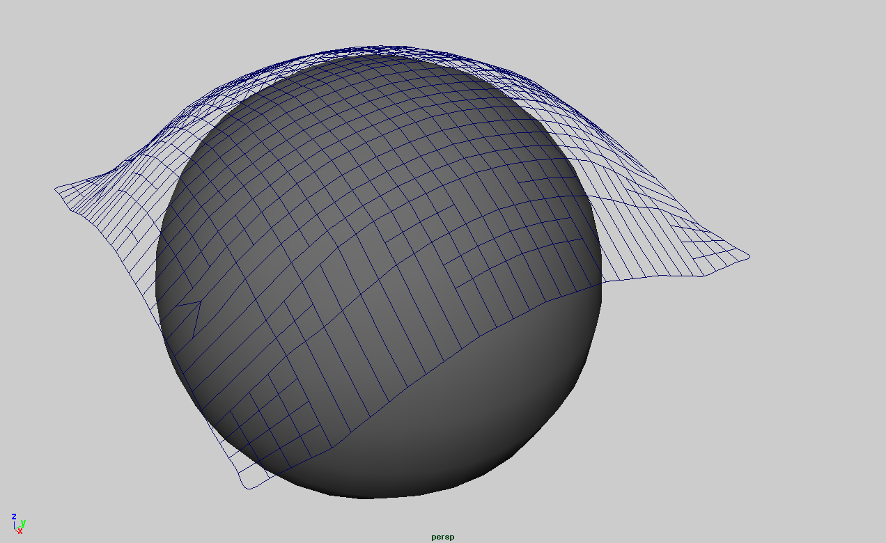 Surface pulled down by gravity on to a sphere